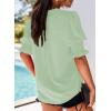 imageEVALESS V Neck Blouses for Women Dressy Casual Summer Puff Ruffle Short Sleeve Shirt TopsB Green