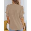imageEVALESS V Neck Blouses for Women Dressy Casual Summer Puff Ruffle Short Sleeve Shirt TopsB Khaki