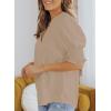 imageEVALESS V Neck Blouses for Women Dressy Casual Summer Puff Ruffle Short Sleeve Shirt TopsB Khaki