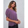 imageEVALESS V Neck Blouses for Women Dressy Casual Summer Puff Ruffle Short Sleeve Shirt TopsB Purple