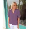 imageEVALESS V Neck Blouses for Women Dressy Casual Summer Puff Ruffle Short Sleeve Shirt TopsB Purple