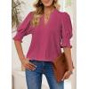 imageEVALESS V Neck Blouses for Women Dressy Casual Summer Puff Ruffle Short Sleeve Shirt TopsB Rose
