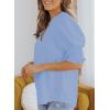 imageEVALESS V Neck Blouses for Women Dressy Casual Summer Puff Ruffle Short Sleeve Shirt TopsB Sky Blue