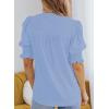 imageEVALESS V Neck Blouses for Women Dressy Casual Summer Puff Ruffle Short Sleeve Shirt TopsB Sky Blue