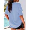 imageEVALESS V Neck Blouses for Women Dressy Casual Summer Puff Ruffle Short Sleeve Shirt TopsB Sky Blue