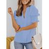imageEVALESS V Neck Blouses for Women Dressy Casual Summer Puff Ruffle Short Sleeve Shirt TopsB Sky Blue