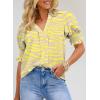 imageEVALESS V Neck Blouses for Women Dressy Casual Summer Puff Ruffle Short Sleeve Shirt TopsB Yellow