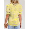 imageEVALESS V Neck Blouses for Women Dressy Casual Summer Puff Ruffle Short Sleeve Shirt TopsB Yellow