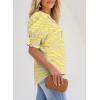 imageEVALESS V Neck Blouses for Women Dressy Casual Summer Puff Ruffle Short Sleeve Shirt TopsB Yellow