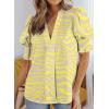imageEVALESS V Neck Blouses for Women Dressy Casual Summer Puff Ruffle Short Sleeve Shirt TopsB Yellow