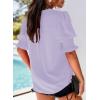 imageEVALESS V Neck Blouses for Women Dressy Casual Summer Puff Ruffle Short Sleeve Shirt TopsB1 Purple