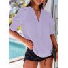 imageEVALESS V Neck Blouses for Women Dressy Casual Summer Puff Ruffle Short Sleeve Shirt TopsB1 Purple