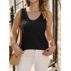 imageEVALESS Waffle Knit Tank Top for Women Summer 2025 Trendy Oversized Scoop Neck Knit Sleeveless Shirts Tops1 Black