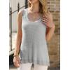 imageEVALESS Waffle Knit Tank Top for Women Summer 2025 Trendy Oversized Scoop Neck Knit Sleeveless Shirts TopsD Grey