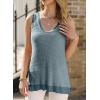 imageEVALESS Waffle Knit Tank Top for Women Summer 2025 Trendy Oversized Scoop Neck Knit Sleeveless Shirts TopsD Greyish Blue