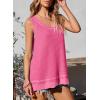 imageEVALESS Waffle Knit Tank Top for Women Summer 2025 Trendy Oversized Scoop Neck Knit Sleeveless Shirts TopsHot Pink