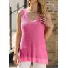 imageEVALESS Waffle Knit Tank Top for Women Summer 2025 Trendy Oversized Scoop Neck Knit Sleeveless Shirts TopsHot Pink