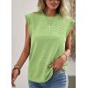 imageEVALESS Womens Cap Short Sleeve Textured Tops Summer Casual Crewneck Solid Basic T ShirtsLight Green