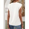 imageEVALESS Womens Cap Short Sleeve Textured Tops Summer Casual Crewneck Solid Basic T ShirtsWhite