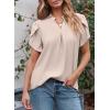 imageEVALESS Womens Dressy Casual Business Work Chiffon Blouses Tops Summer V Neck Cute Loose Petal Short Sleeve TShirtsApricot