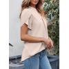 imageEVALESS Womens Dressy Casual Business Work Chiffon Blouses Tops Summer V Neck Cute Loose Petal Short Sleeve TShirtsApricot