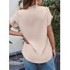imageEVALESS Womens Dressy Casual Business Work Chiffon Blouses Tops Summer V Neck Cute Loose Petal Short Sleeve TShirtsApricot