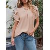 imageEVALESS Womens Dressy Casual Business Work Chiffon Blouses Tops Summer V Neck Cute Loose Petal Short Sleeve TShirtsB Light Pink
