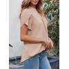 imageEVALESS Womens Dressy Casual Business Work Chiffon Blouses Tops Summer V Neck Cute Loose Petal Short Sleeve TShirtsB Light Pink