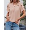 imageEVALESS Womens Dressy Casual Business Work Chiffon Blouses Tops Summer V Neck Cute Loose Petal Short Sleeve TShirtsB Light Pink