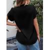 imageEVALESS Womens Dressy Casual Business Work Chiffon Blouses Tops Summer V Neck Cute Loose Petal Short Sleeve TShirtsBlack