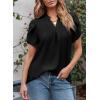 imageEVALESS Womens Dressy Casual Business Work Chiffon Blouses Tops Summer V Neck Cute Loose Petal Short Sleeve TShirtsBlack
