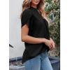 imageEVALESS Womens Dressy Casual Business Work Chiffon Blouses Tops Summer V Neck Cute Loose Petal Short Sleeve TShirtsBlack