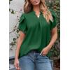 imageEVALESS Womens Dressy Casual Business Work Chiffon Blouses Tops Summer V Neck Cute Loose Petal Short Sleeve TShirtsBlackish Green