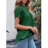 imageEVALESS Womens Dressy Casual Business Work Chiffon Blouses Tops Summer V Neck Cute Loose Petal Short Sleeve TShirtsBlackish Green