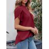 imageEVALESS Womens Dressy Casual Business Work Chiffon Blouses Tops Summer V Neck Cute Loose Petal Short Sleeve TShirtsBurgundy