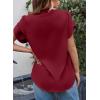 imageEVALESS Womens Dressy Casual Business Work Chiffon Blouses Tops Summer V Neck Cute Loose Petal Short Sleeve TShirtsBurgundy
