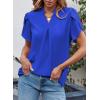 imageEVALESS Womens Dressy Casual Business Work Chiffon Blouses Tops Summer V Neck Cute Loose Petal Short Sleeve TShirtsDark Blue