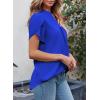 imageEVALESS Womens Dressy Casual Business Work Chiffon Blouses Tops Summer V Neck Cute Loose Petal Short Sleeve TShirtsDark Blue