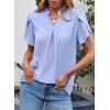 imageEVALESS Womens Dressy Casual Business Work Chiffon Blouses Tops Summer V Neck Cute Loose Petal Short Sleeve TShirtsLight Blue