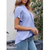 imageEVALESS Womens Dressy Casual Business Work Chiffon Blouses Tops Summer V Neck Cute Loose Petal Short Sleeve TShirtsLight Blue