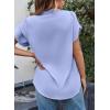 imageEVALESS Womens Dressy Casual Business Work Chiffon Blouses Tops Summer V Neck Cute Loose Petal Short Sleeve TShirtsLight Blue