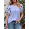 imageEVALESS Womens Dressy Casual Business Work Chiffon Blouses Tops Summer V Neck Cute Loose Petal Short Sleeve TShirtsLight Blue