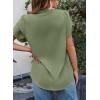 imageEVALESS Womens Dressy Casual Business Work Chiffon Blouses Tops Summer V Neck Cute Loose Petal Short Sleeve TShirtsLight Green