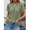 imageEVALESS Womens Dressy Casual Business Work Chiffon Blouses Tops Summer V Neck Cute Loose Petal Short Sleeve TShirtsLight Green