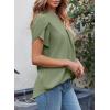 imageEVALESS Womens Dressy Casual Business Work Chiffon Blouses Tops Summer V Neck Cute Loose Petal Short Sleeve TShirtsLight Green