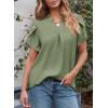 imageEVALESS Womens Dressy Casual Business Work Chiffon Blouses Tops Summer V Neck Cute Loose Petal Short Sleeve TShirtsLight Green