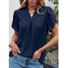 imageEVALESS Womens Dressy Casual Business Work Chiffon Blouses Tops Summer V Neck Cute Loose Petal Short Sleeve TShirtsNavy Blue