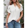 imageEVALESS Womens Dressy Casual Business Work Chiffon Blouses Tops Summer V Neck Cute Loose Petal Short Sleeve TShirtsWhite