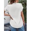 imageEVALESS Womens Dressy Casual Business Work Chiffon Blouses Tops Summer V Neck Cute Loose Petal Short Sleeve TShirtsWhite