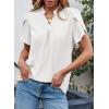 imageEVALESS Womens Dressy Casual Business Work Chiffon Blouses Tops Summer V Neck Cute Loose Petal Short Sleeve TShirtsWhite